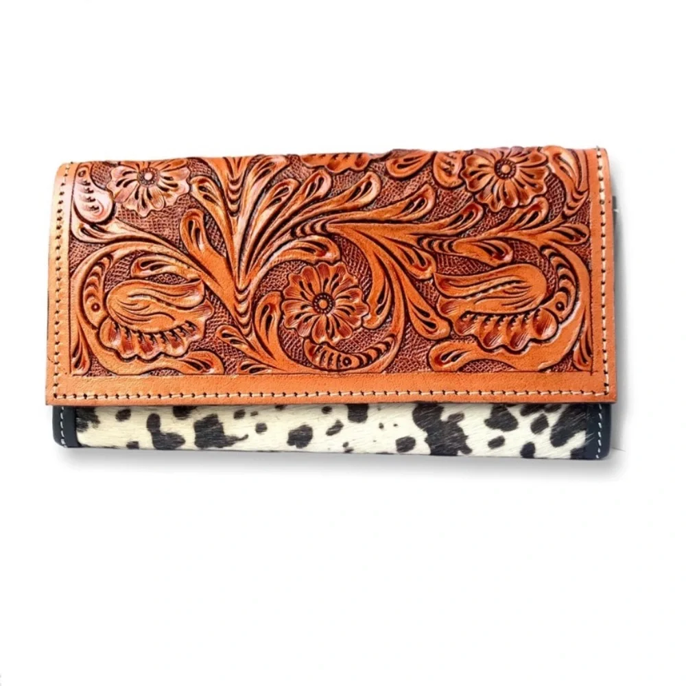 🖤LAST1️⃣NEW HANDMADE GENUINE LEATHER FAIR TRADE ECO FRIENDLY HAND CARVED WALLET - Picture 7 of 11